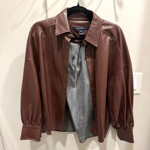 French Connection vegan leather button up - XS